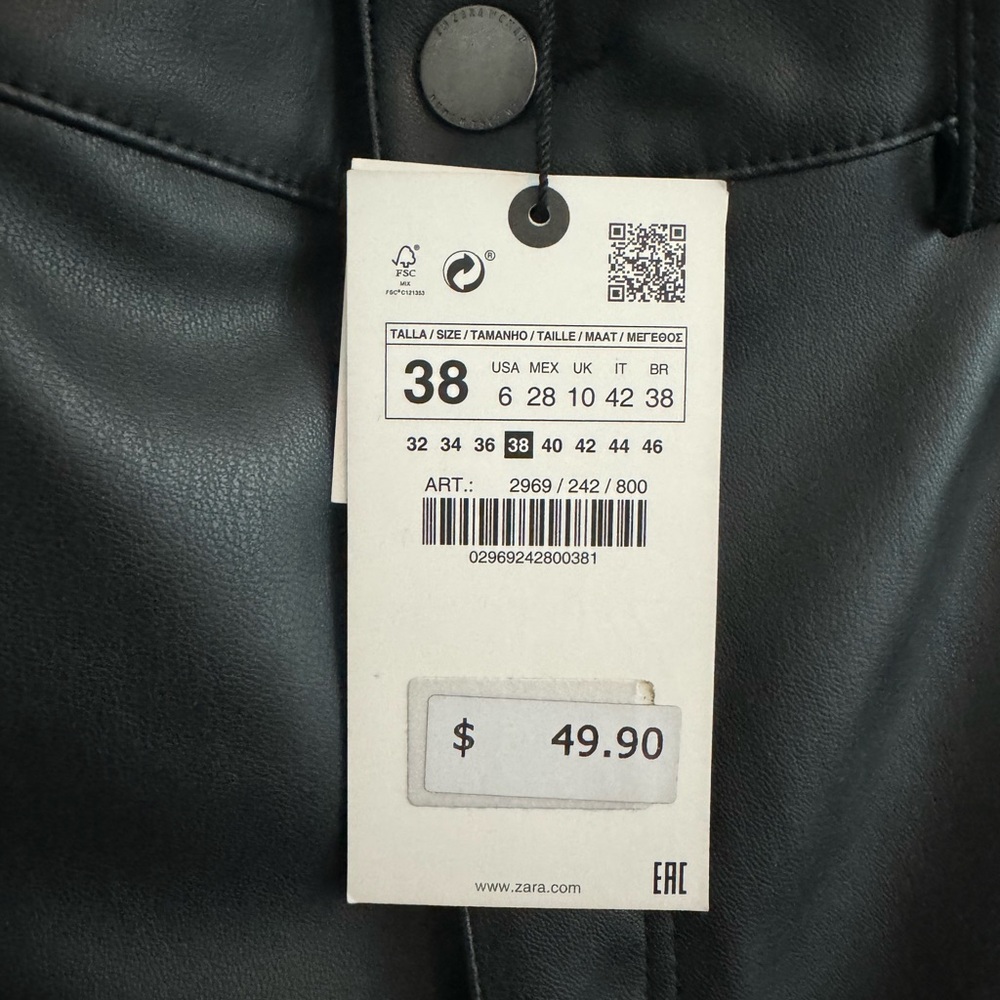NWT | Zara | Faux Leather 90’s Wide Leg Pant - Picture 14 of 17